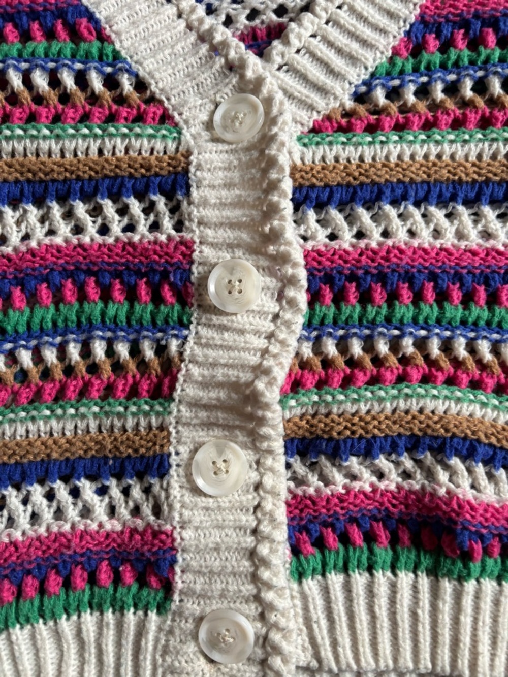 Vigoss Multicolor Striped Open-Knit V-Neck Cardigan - Picture 8 of 15